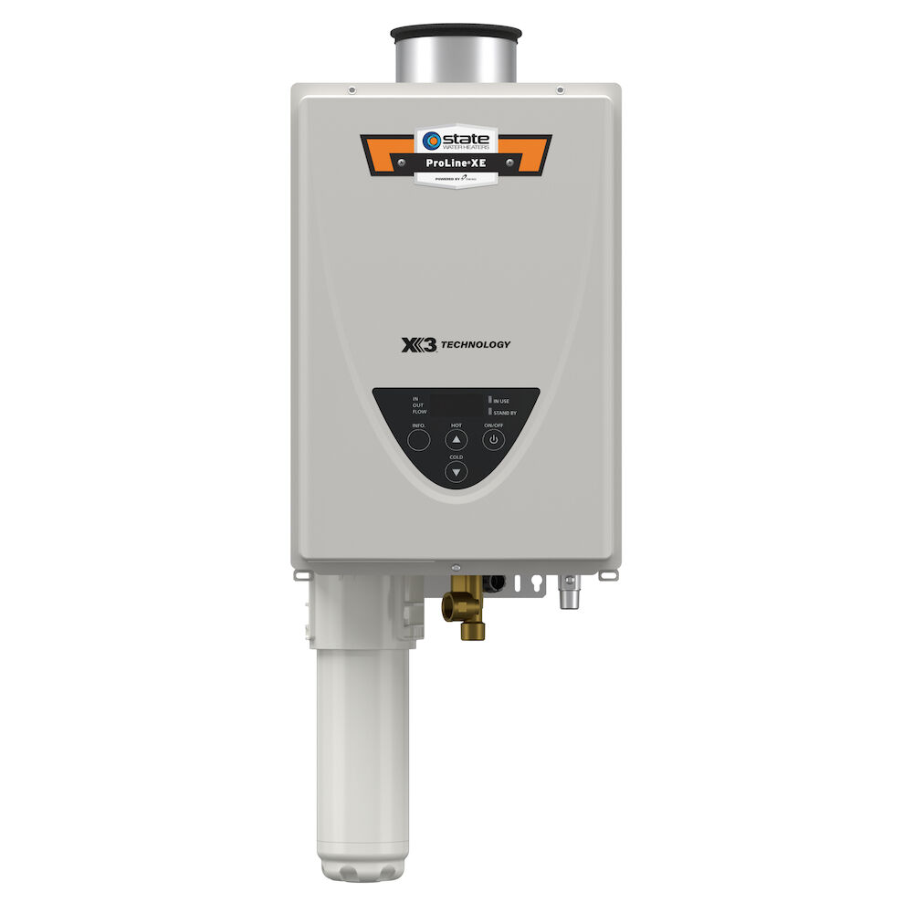ProLine® XE Tankless Water Heater Non-Condensing Concentric Vent Indoor  199,000 BTU/h with X3® Scale Prevention Technology | State Water Heaters