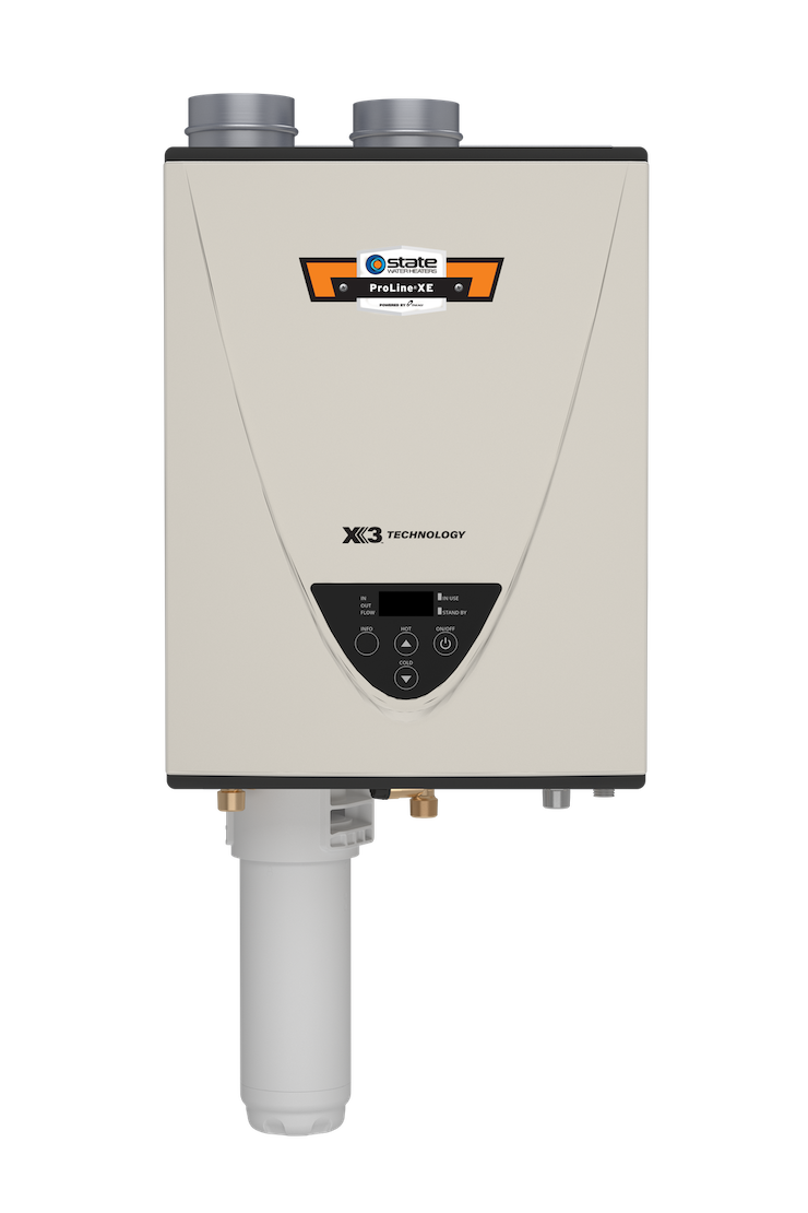 A gas tankless water heater.